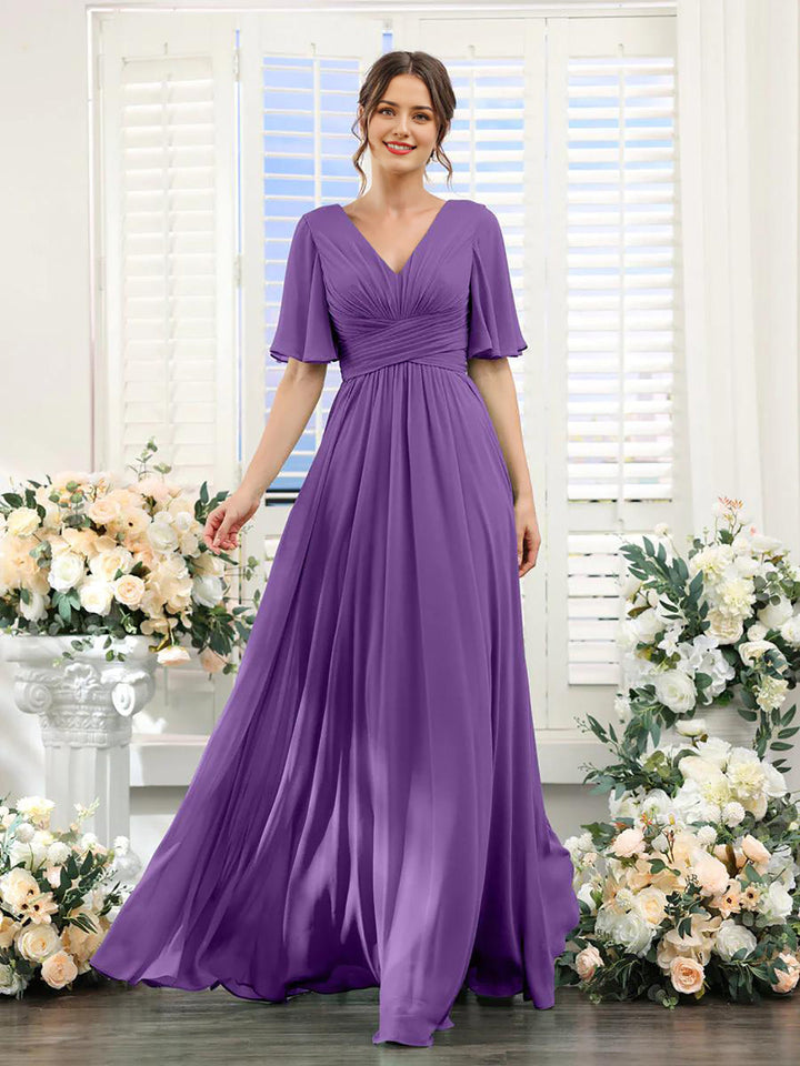 Lune London | Flowing V neck Chiffon Dress for Women