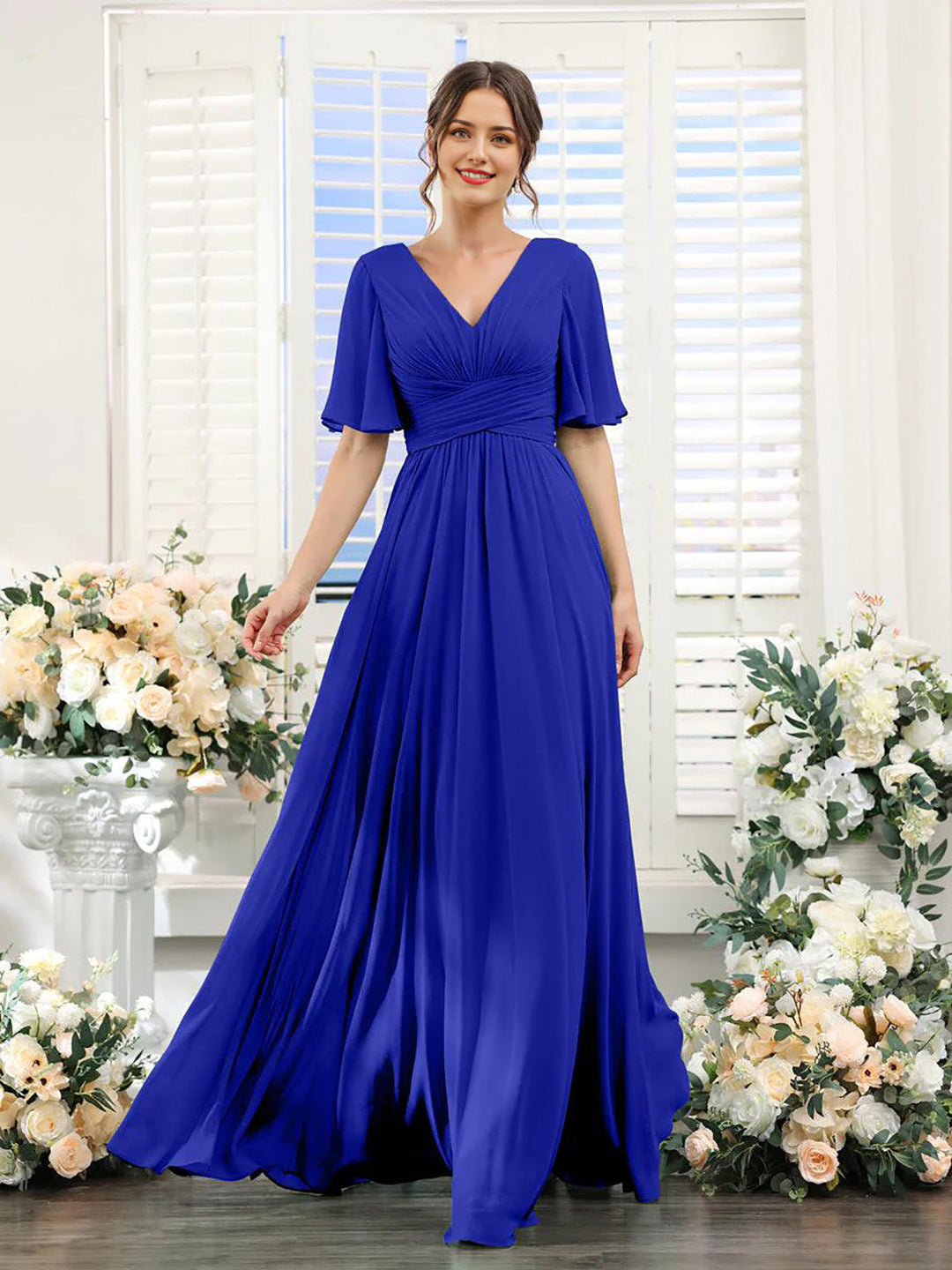 Lune London | Flowing V neck Chiffon Dress for Women