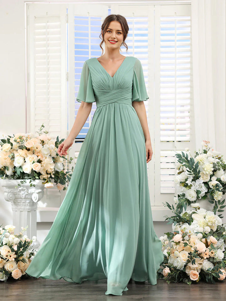 Lune London | Flowing V neck Chiffon Dress for Women