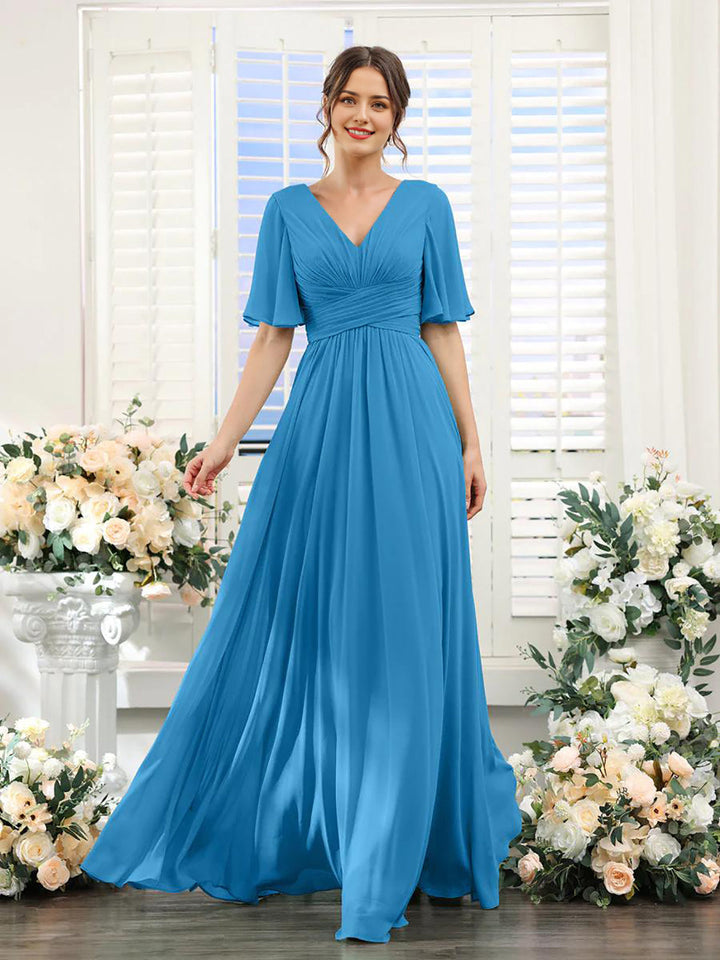 Lune London | Flowing V neck Chiffon Dress for Women