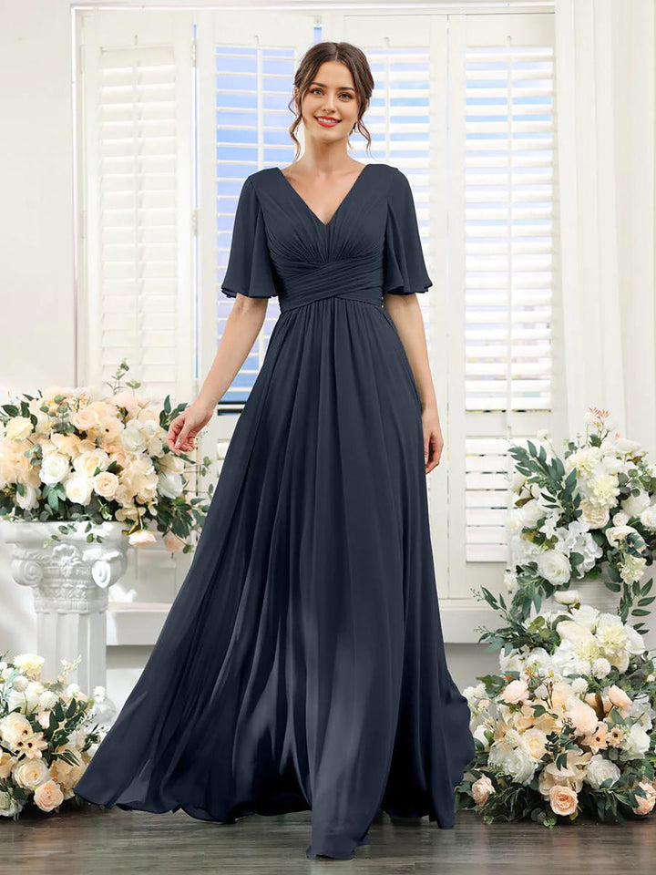 Lune London | Flowing V neck Chiffon Dress for Women