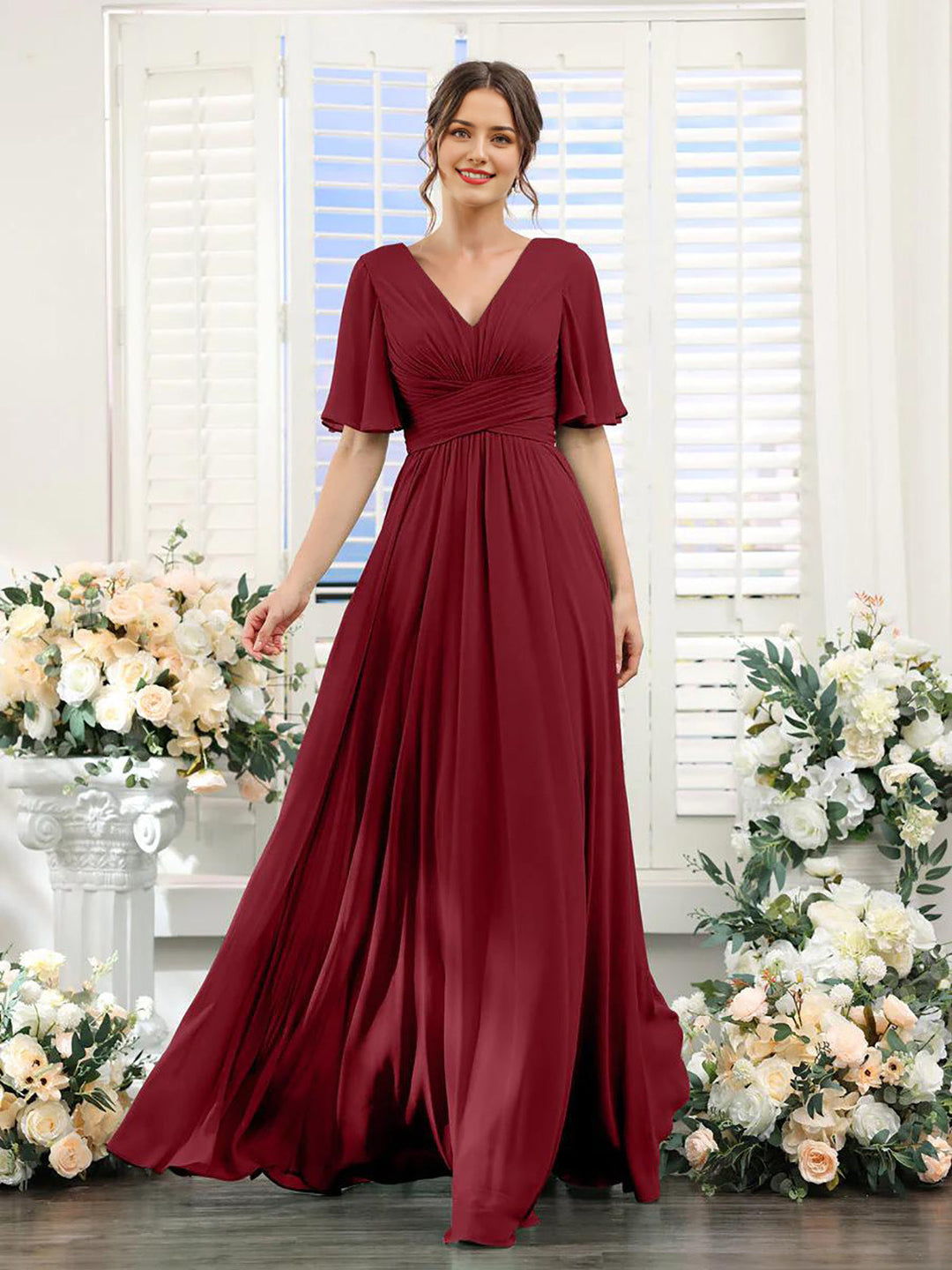Lune London | Flowing V neck Chiffon Dress for Women