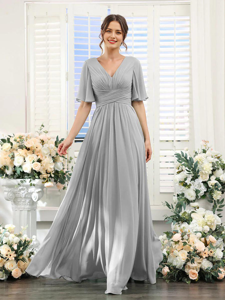 Lune London | Flowing V neck Chiffon Dress for Women