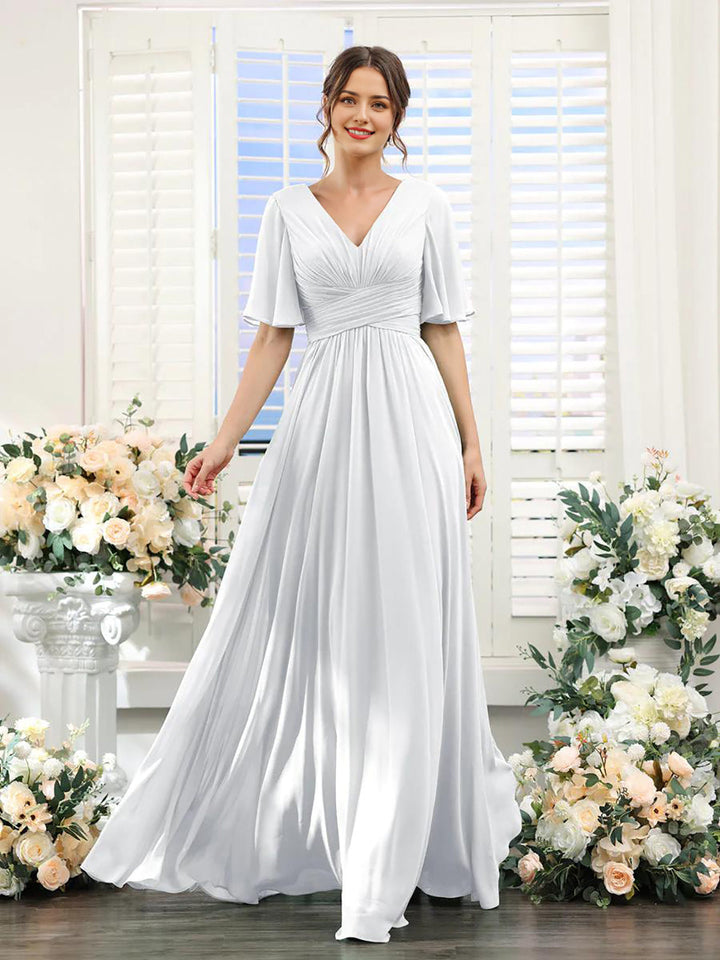 Lune London | Flowing V neck Chiffon Dress for Women