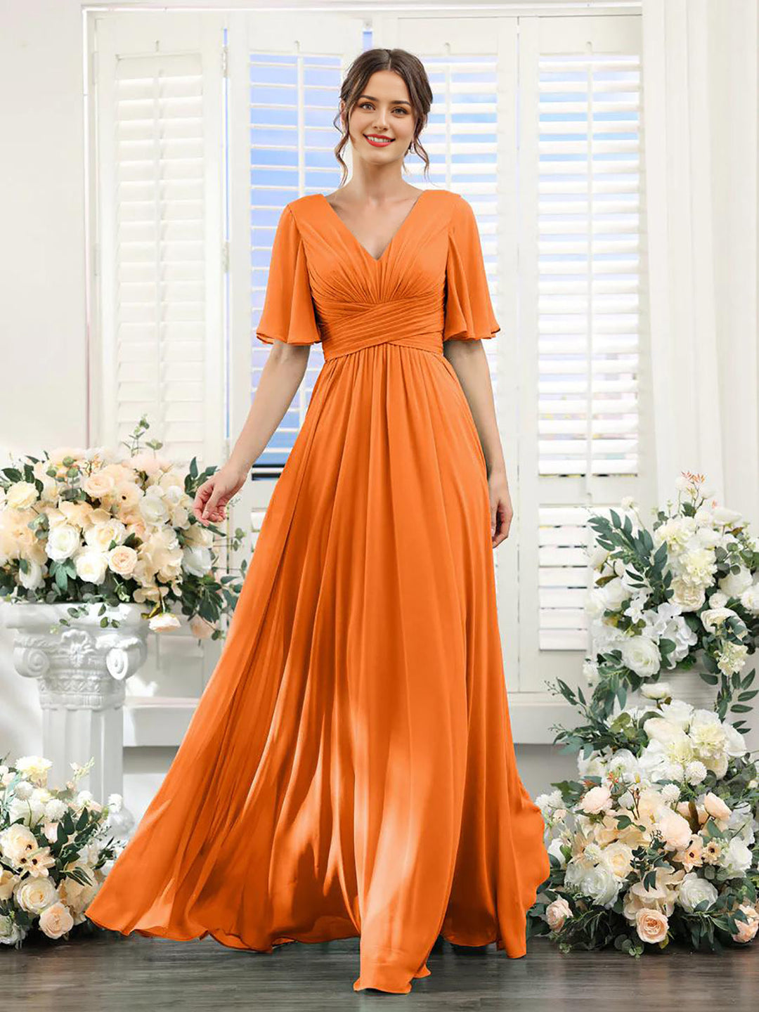 Lune London | Flowing V neck Chiffon Dress for Women