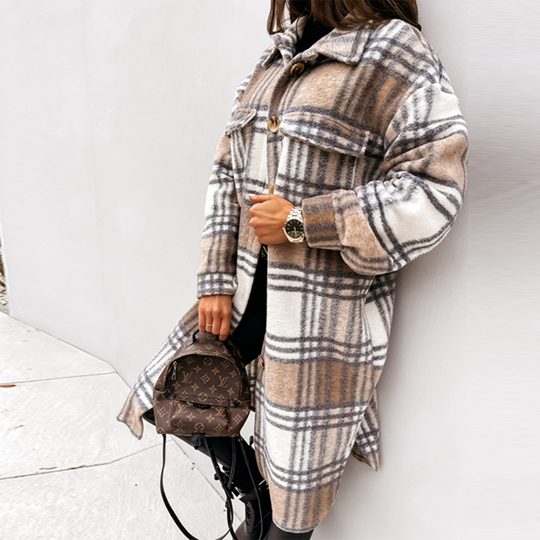 Lune London - Long plaid coat for women new collection autumn 2023