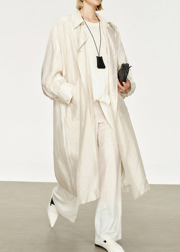 Lune London | Thin Silk Linen Bags Long Trench Coats Peter Pan Collar Bat Sleeves