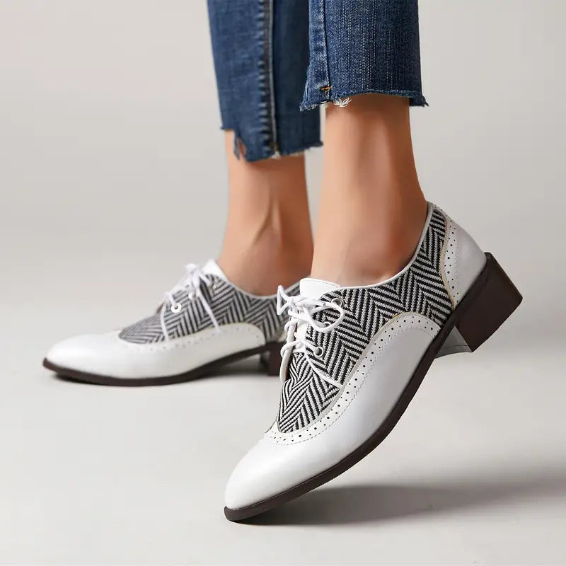 Lune London | Gestreifte Schnürschuhe Aus Leder für Damen
