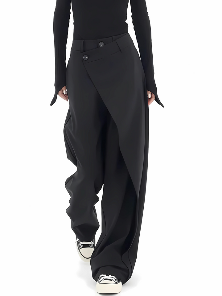 Lune London | Wide Fit Shape Trousers Women, Asymmetrical Cut - Casual Elegant