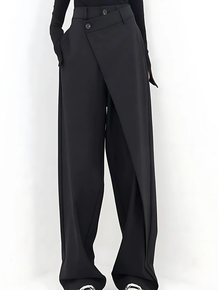 Lune London | Wide Fit Shape Trousers Women, Asymmetrical Cut - Casual Elegant