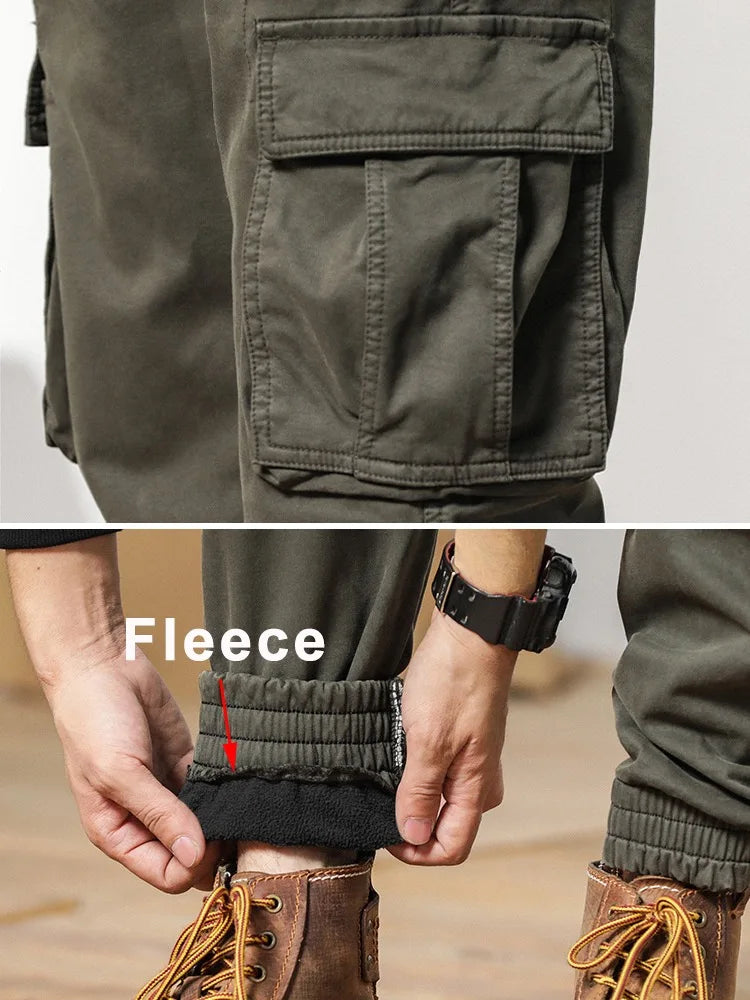 Lune London | Men's winter cargo pants with fleece lining - Slim fit and elastic waistband