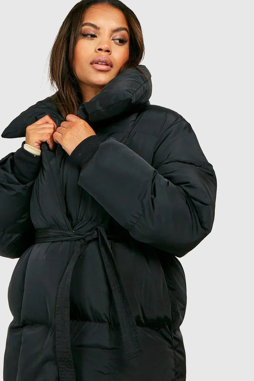 Chic Und Stil | Padded Belt Puffer Jacket Women's Outer Jacket