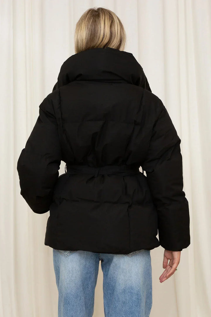 Chic Und Stil | Padded Belt Puffer Jacket Women's Outer Jacket