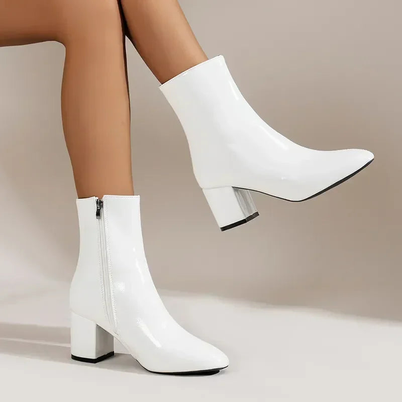 Lune London | Ankle Boots Elegant Fit Pointed Toe Sturdy Heel Zipper