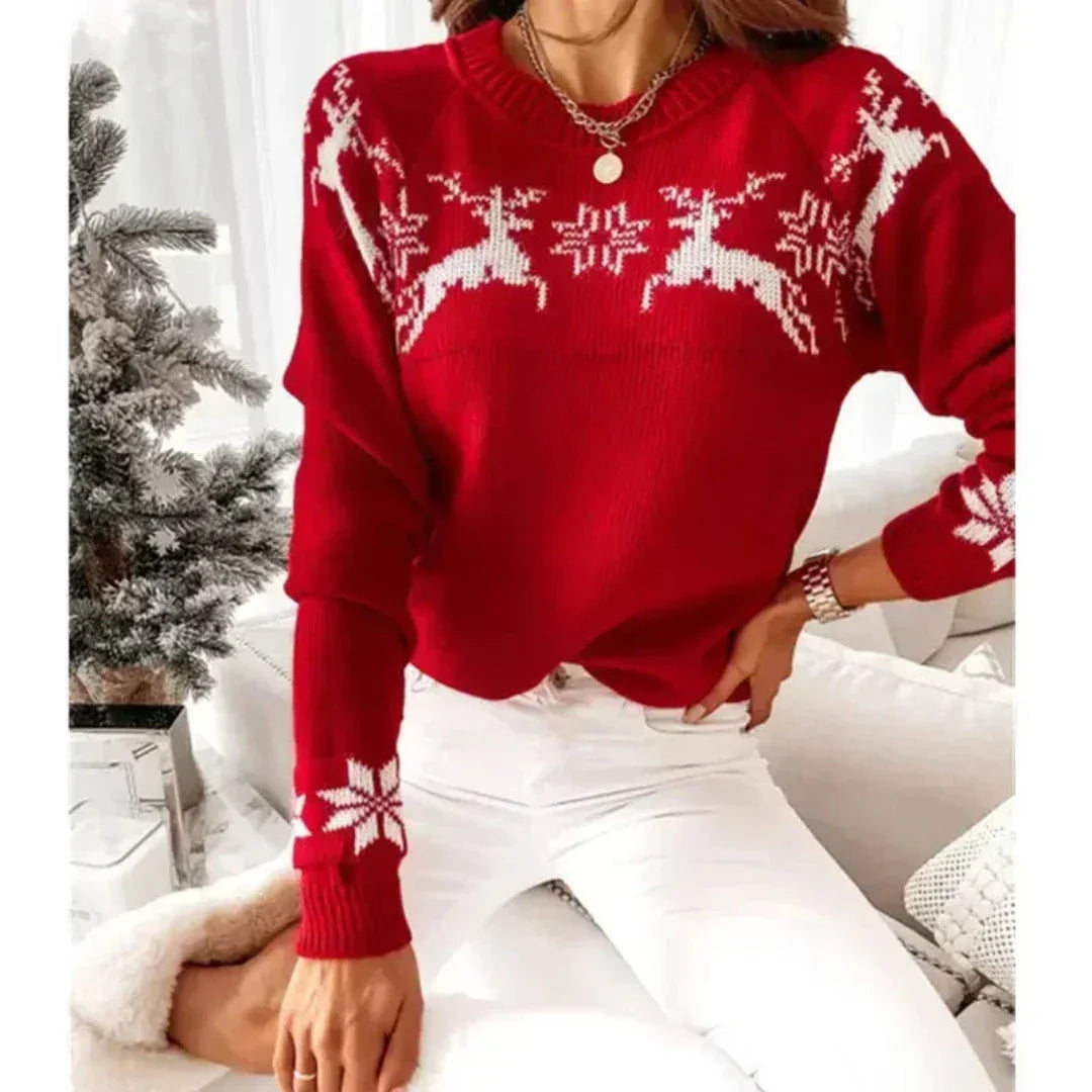 Lune London | Women's sweater with reindeer - Women's warm knitted sweater
