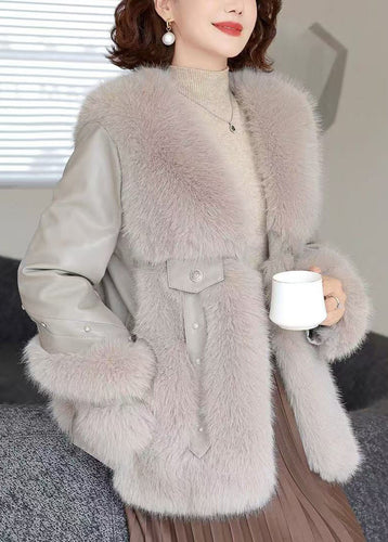 Lune London | Mink velvet patchwork coats with gray pearls for winter