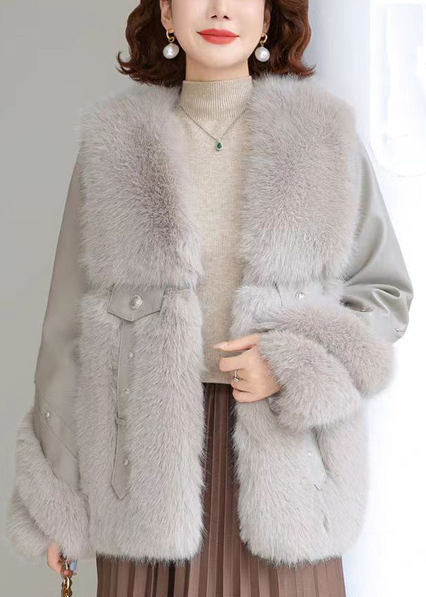 Lune London | Mink velvet patchwork coats with gray pearls for winter