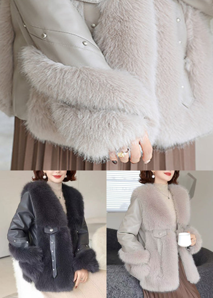 Lune London | Mink velvet patchwork coats with gray pearls for winter