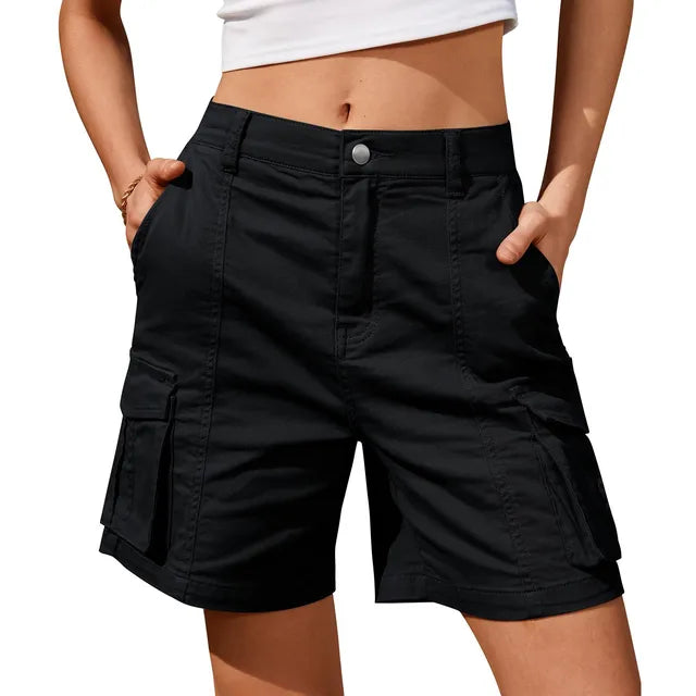 Lune London | Women's Vintage Cargo Shorts: Elastic Waist and 6 Pockets