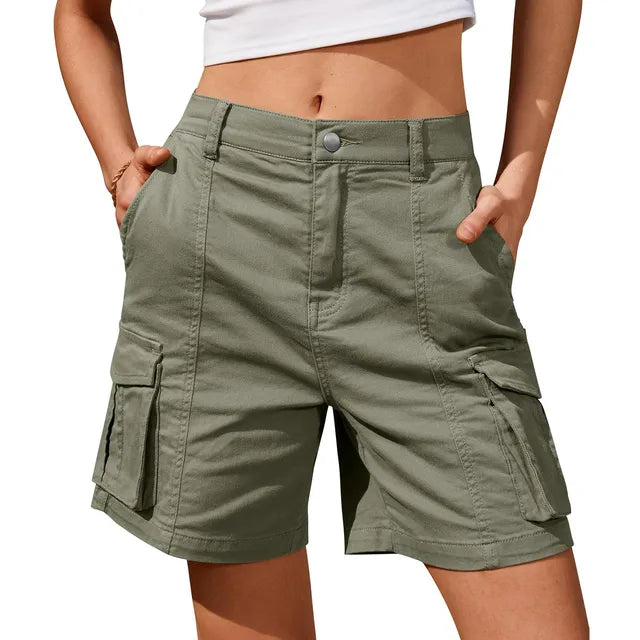 Lune London | Women's Vintage Cargo Shorts: Elastic Waist and 6 Pockets