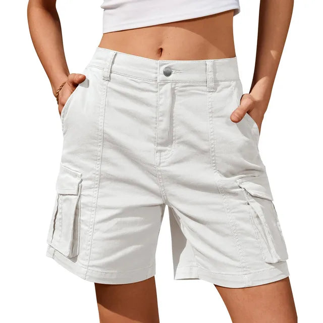 Lune London | Women's Vintage Cargo Shorts: Elastic Waist and 6 Pockets