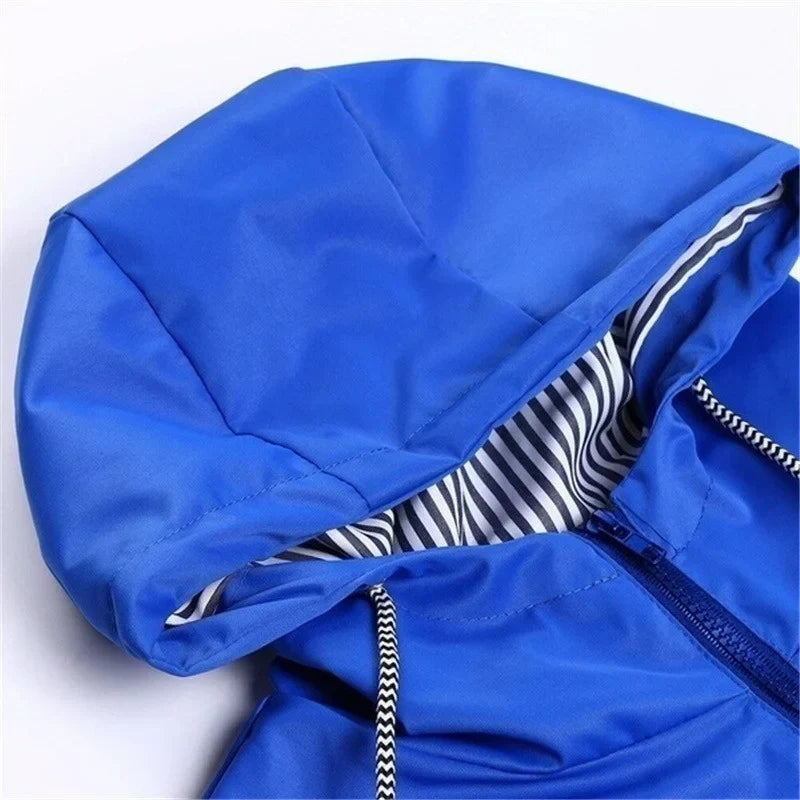 Lune London | Women's Waterproof Hoodie Trench Coat with Waist Drawstring, Zipper, and Outer Pockets