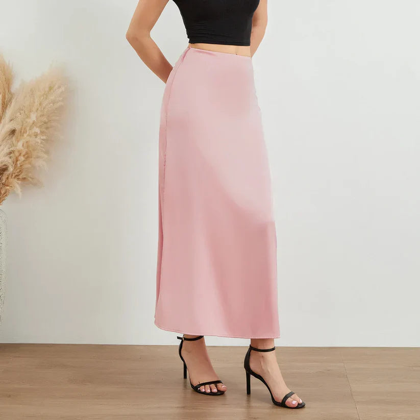 Lune London | Fashion Longer Shiny Satin Skirt