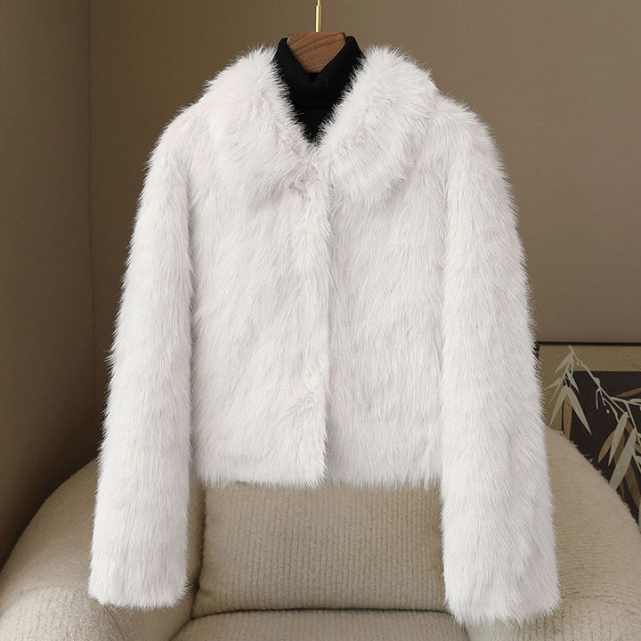 Lune London | Short-cut jacket - Short jacket with fur trim and button closure