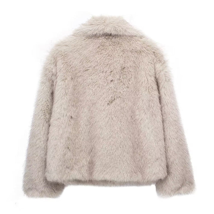 Lune London | Faux Fur Trim Relaxed Fit Coat - Oversized Collar Hip-Length Coat
