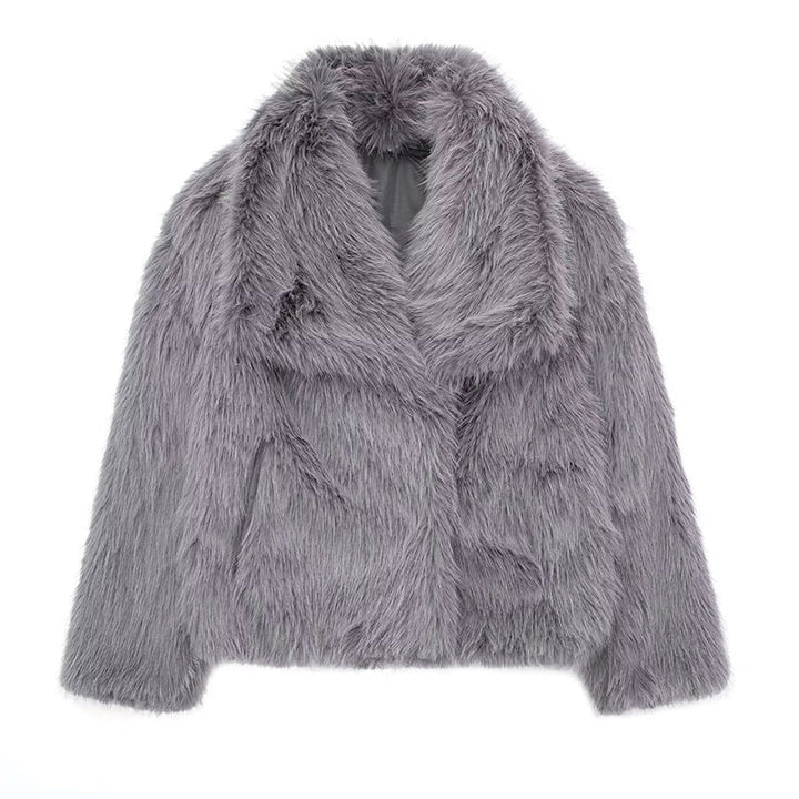 Lune London | Faux Fur Trim Relaxed Fit Coat - Oversized Collar Hip-Length Coat