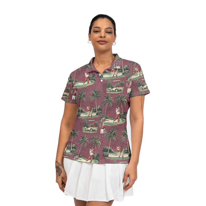 Lune London | Women Bordeaux Santa Golf Play Golf Polo Christmas Shirts