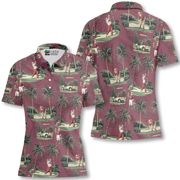 Lune London | Women Bordeaux Santa Golf Play Golf Polo Christmas Shirts