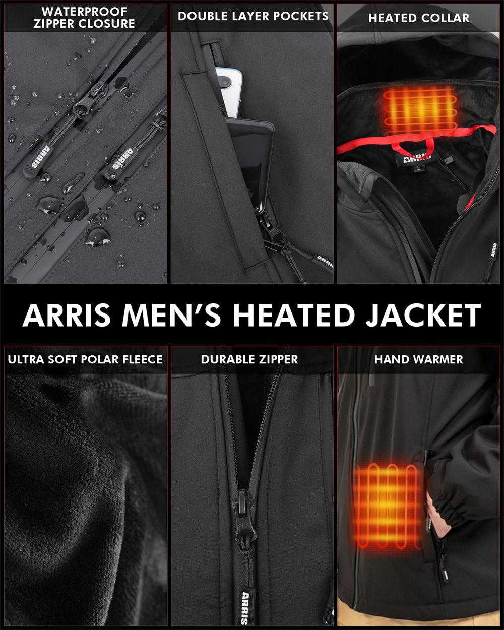 Lune London | Men's jacket Tim with rechargeable battery - 8 heating zones and comfort