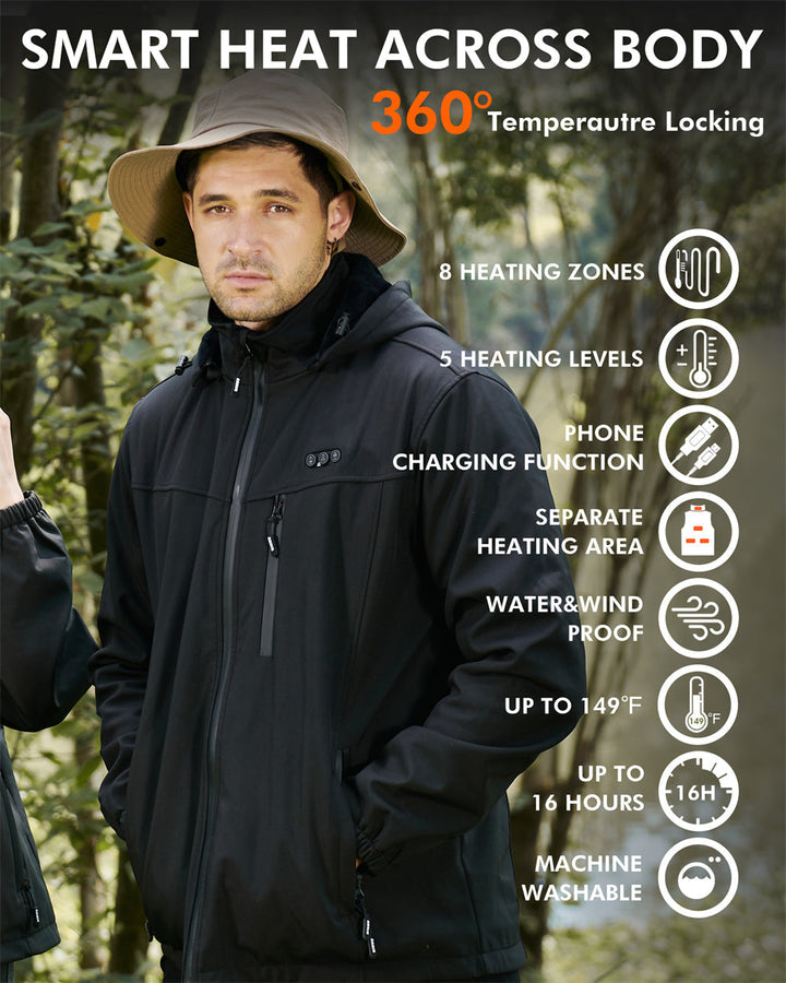 Lune London | Men's jacket Tim with rechargeable battery - 8 heating zones and comfort
