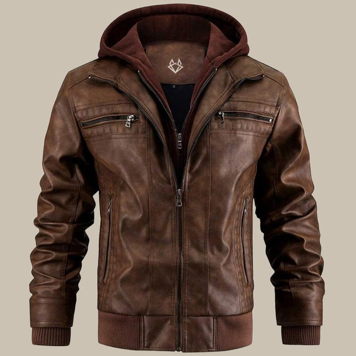 Lune London | Urban street jacket in faux leather with removable hood - Trendy transition jacket for everyday life and leisure