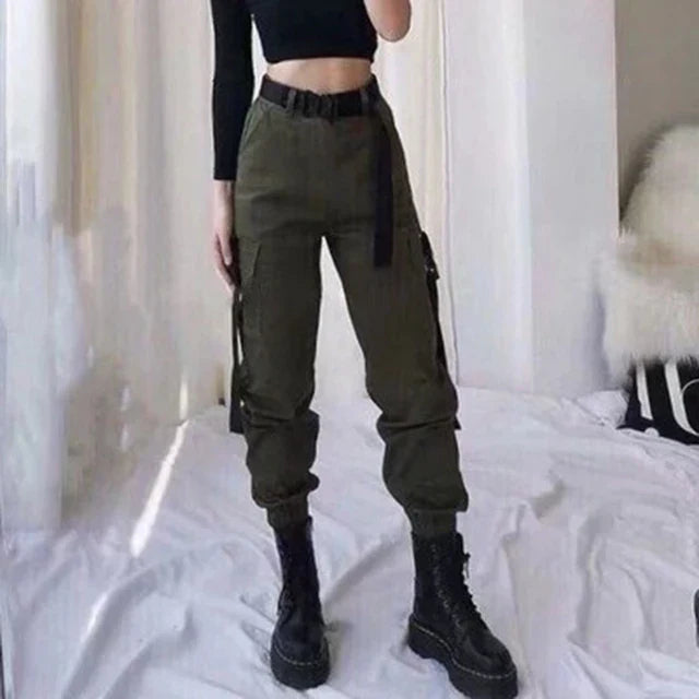 Lune London | High Waist Elastic Cargo Pants