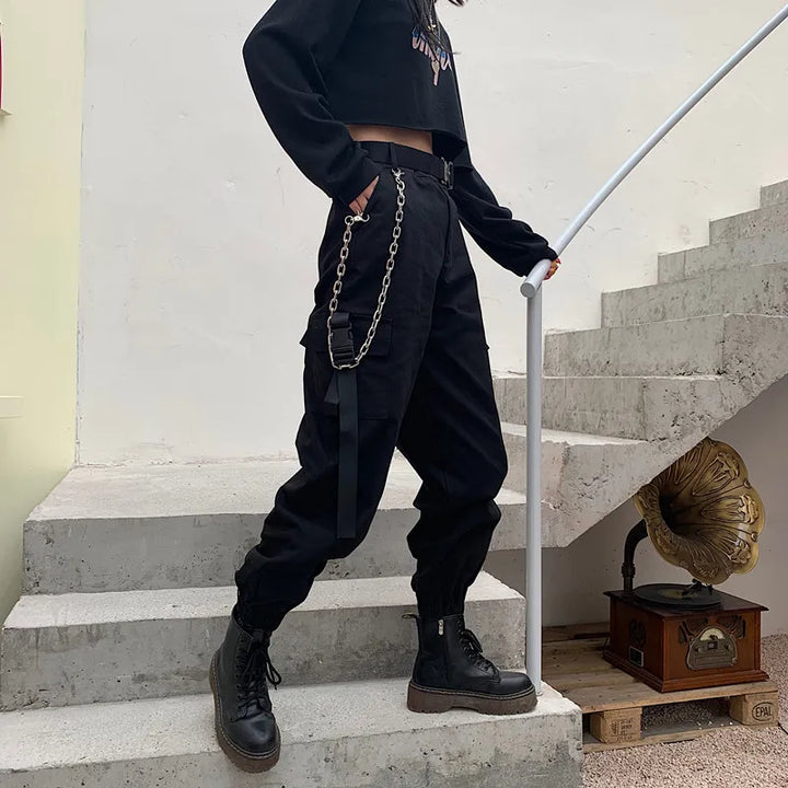 Lune London | High Waist Elastic Cargo Pants