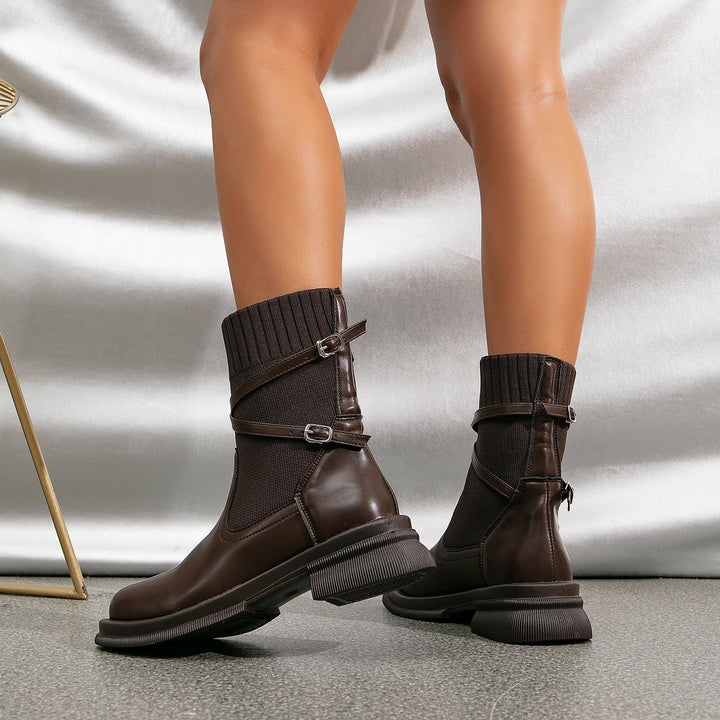 Lune London | Elegant Brown Ankle Boots with Wrap Straps