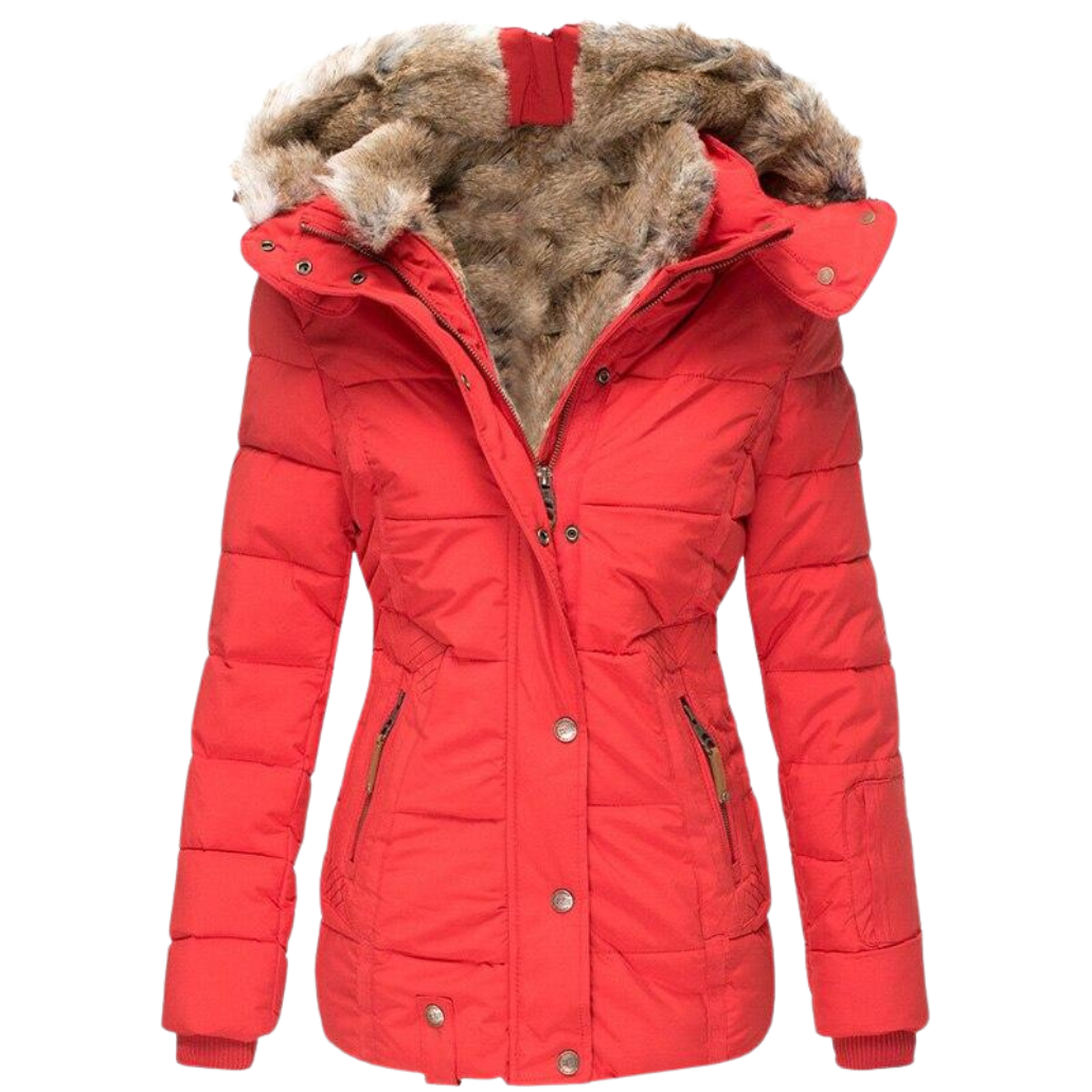 Lune London | quilted winter coat for women with fur collar