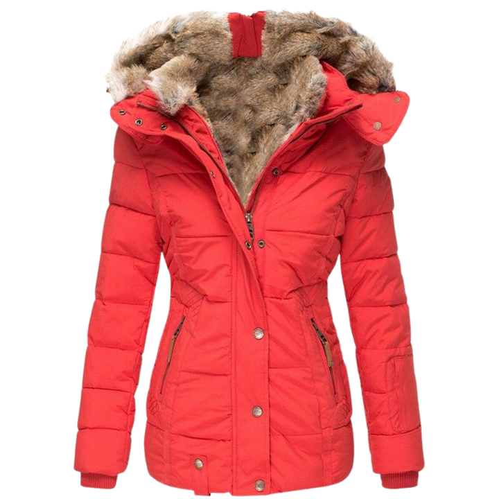 Lune London | quilted winter coat for women with fur collar