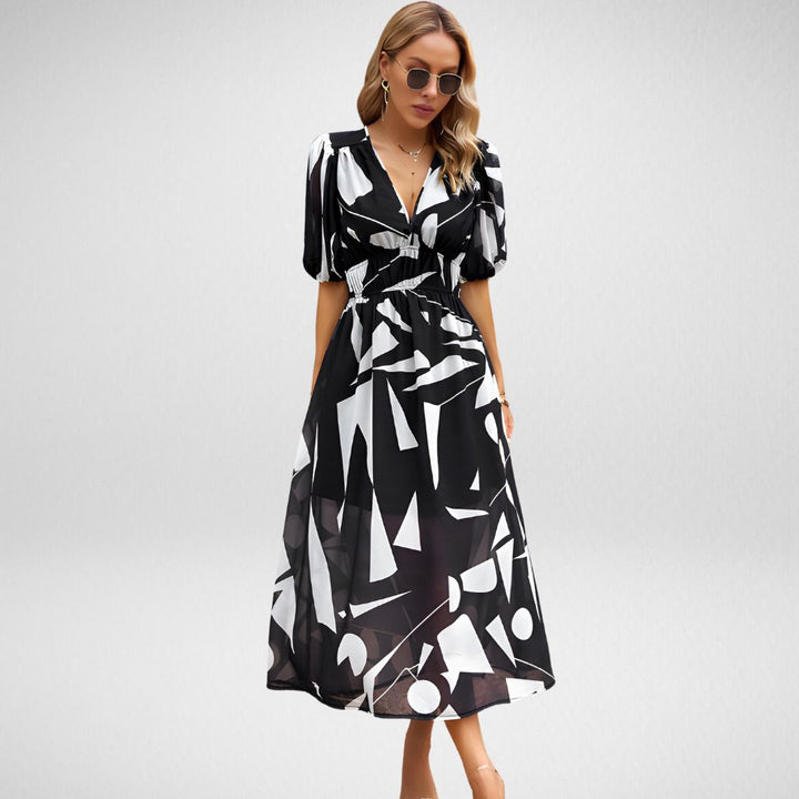 Lune London | Classic Midi-Length V-Neck Dress