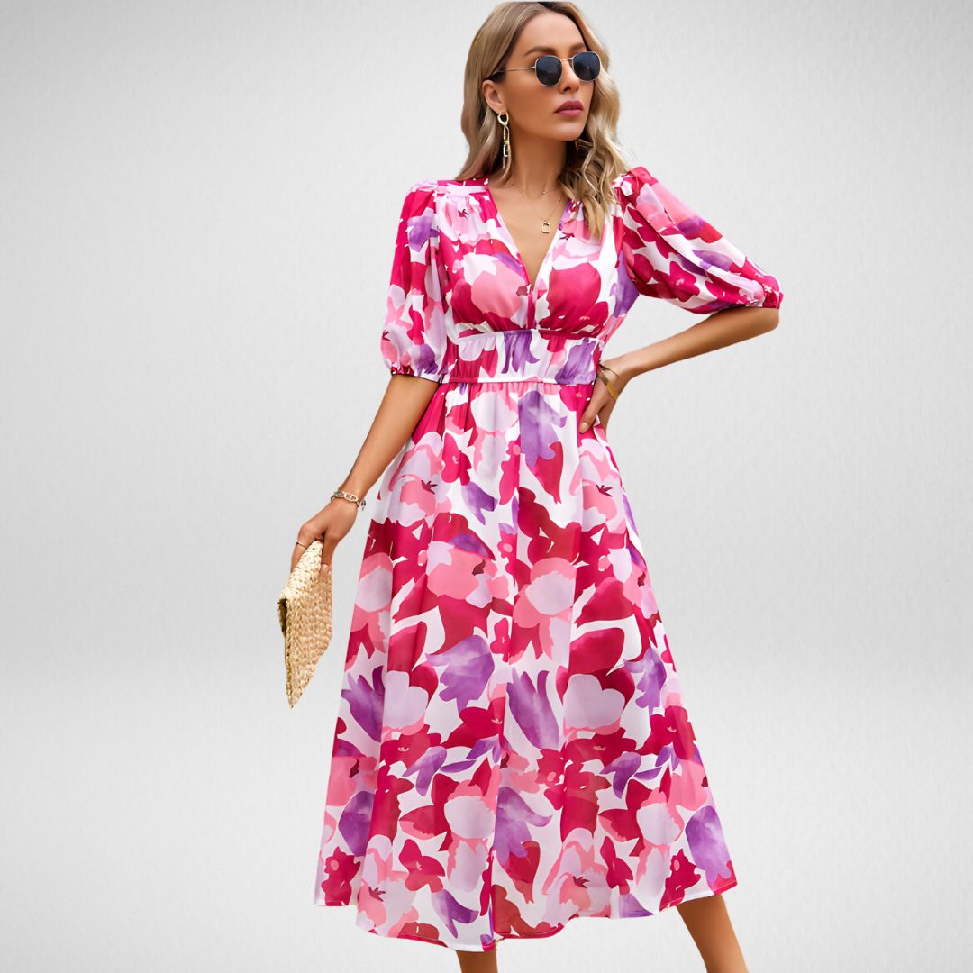 Lune London | Classic Midi-Length V-Neck Dress