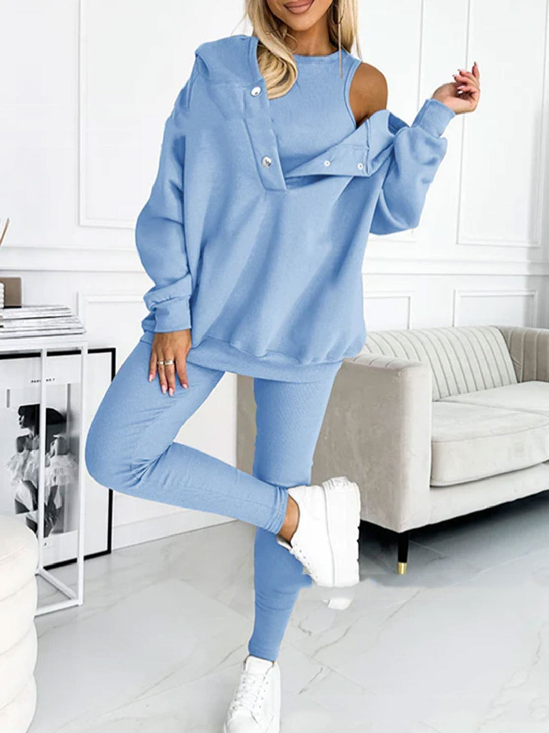 Lune London | 3-piece women's sports set with oversized sweatshirt and slim pants