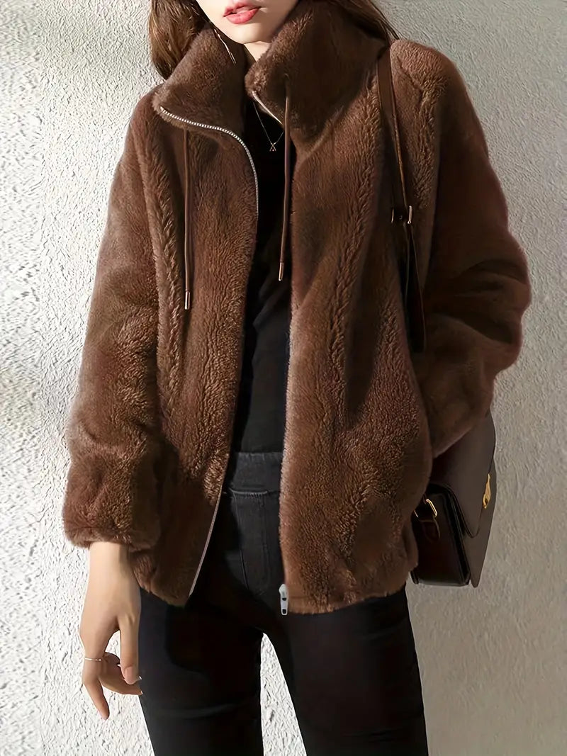 Lune London | Teddy Jacket - Oversized Fit - Soft Fleece - High Collar with Zipper