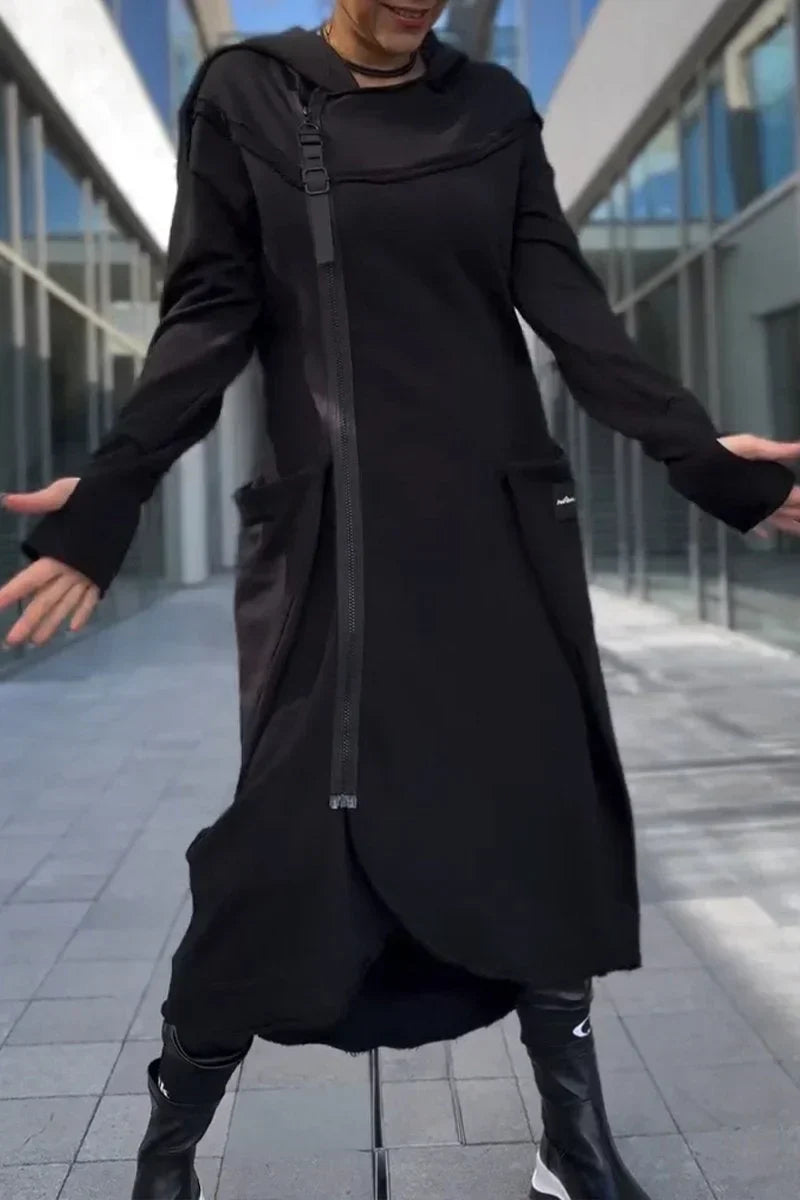 Chic und Stil | Long hoodie dress with modern cut