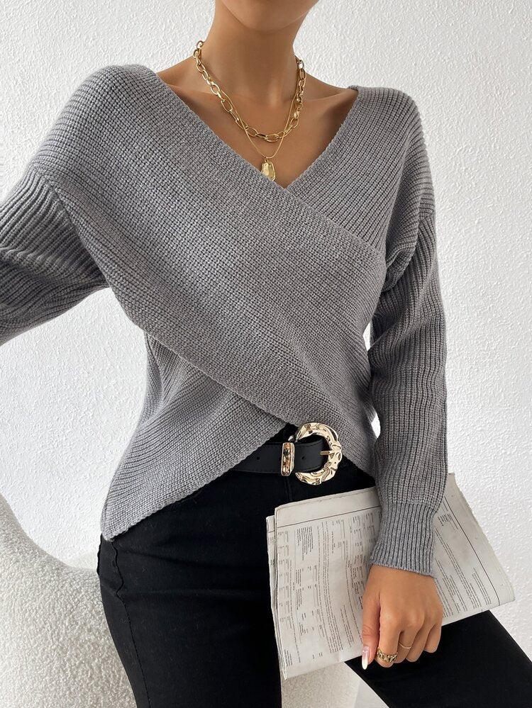 Lune London | Knit Blouse with Folded V-Neck Elegant and Simple