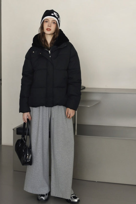 Lune London | Fur panel cropped puffer jacket
