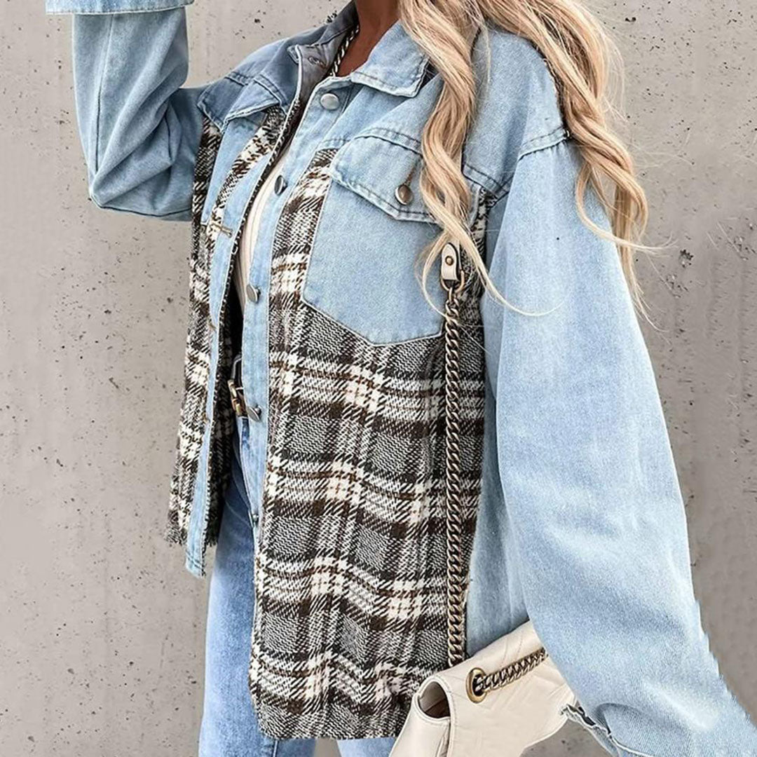 Lune London | Elegant women's jacket with a check pattern and classic collar