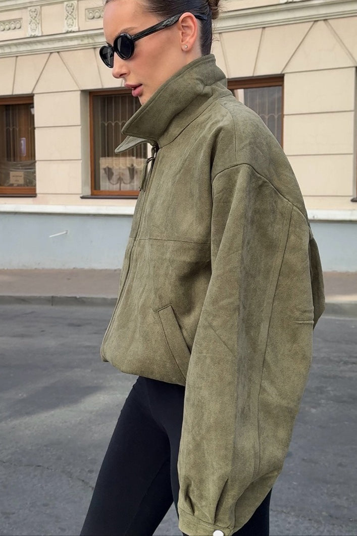 Lune London | Green Suede Collar Jacket