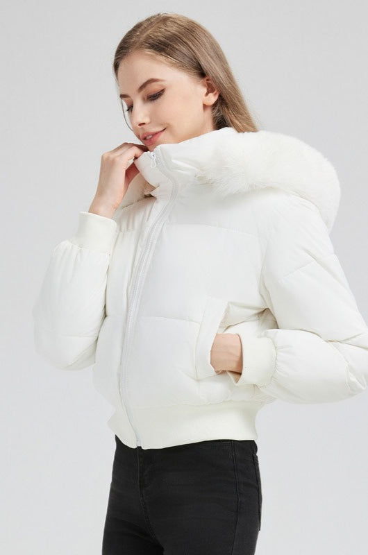 Lune London | Hooded jacket with faux fur collar